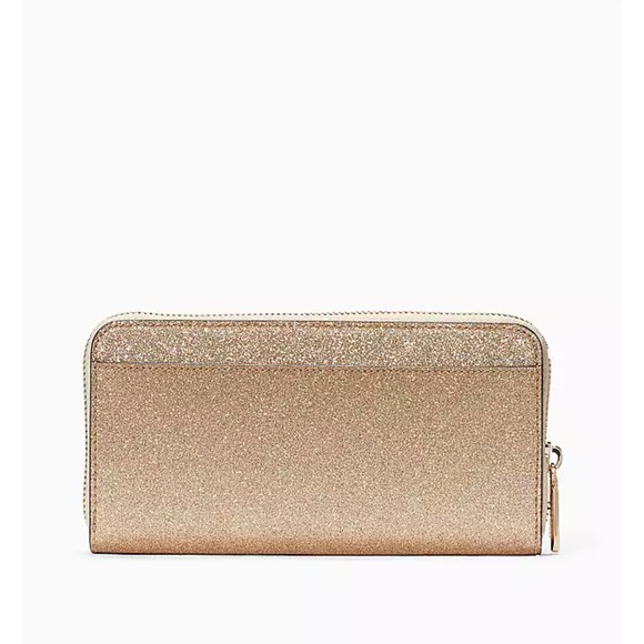 KATE SPADE BOXED SHIMMY GLITTER LARGE CONTINENTAL WALLET IN ROSE GOLD - Picture 4 of 5